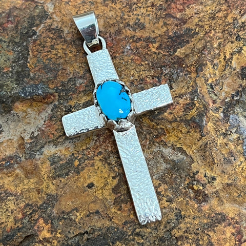 Godber Burhnam Turquoise Sterling Silver Pendant Cross by Billy Jaramillo
