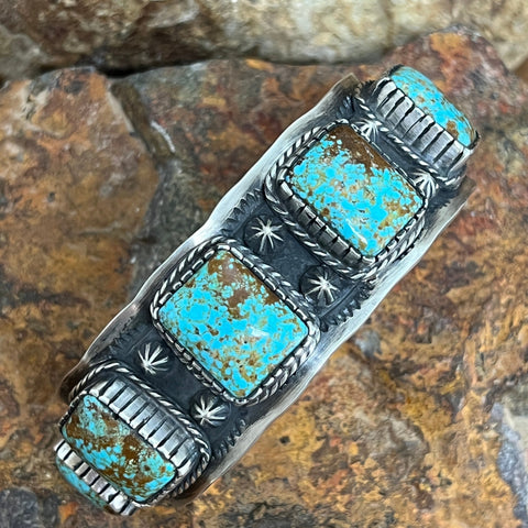Number 8 Turquoise Multi Stone Sterling Silver Bracelet by Billy Jaramillo