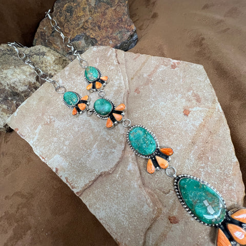 Sonoran Turquoise Spiny Sterling Silver Multi Stone Necklace by Billy Jaramillo