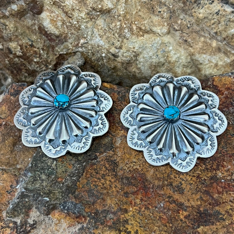 Christina Daye Sleeping Beauty Turquoise Sterling Silver Earings Concho