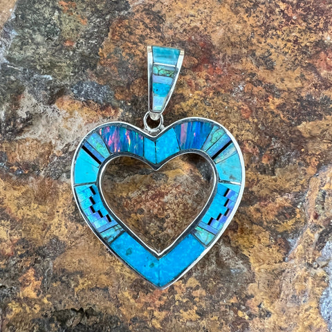 David Rosales Stardust Inlaid Sterling Silver Pendant Heart