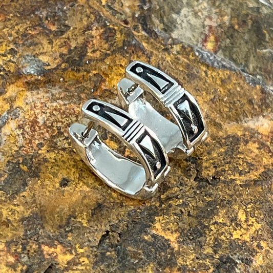 David Rosales Silver Country Sterling Silver Earrings Huggies Reversable