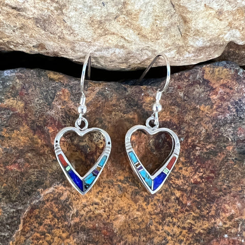 David Rosales Indian Summer Inlaid Sterling Silver Earrings Hearts