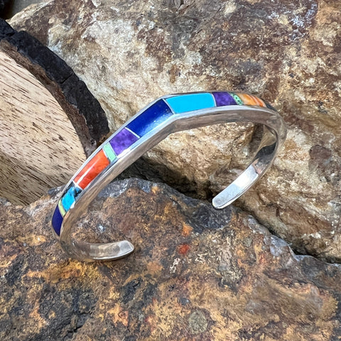 David Rosales Indian Summer Inlaid Sterling Silver Bracelet