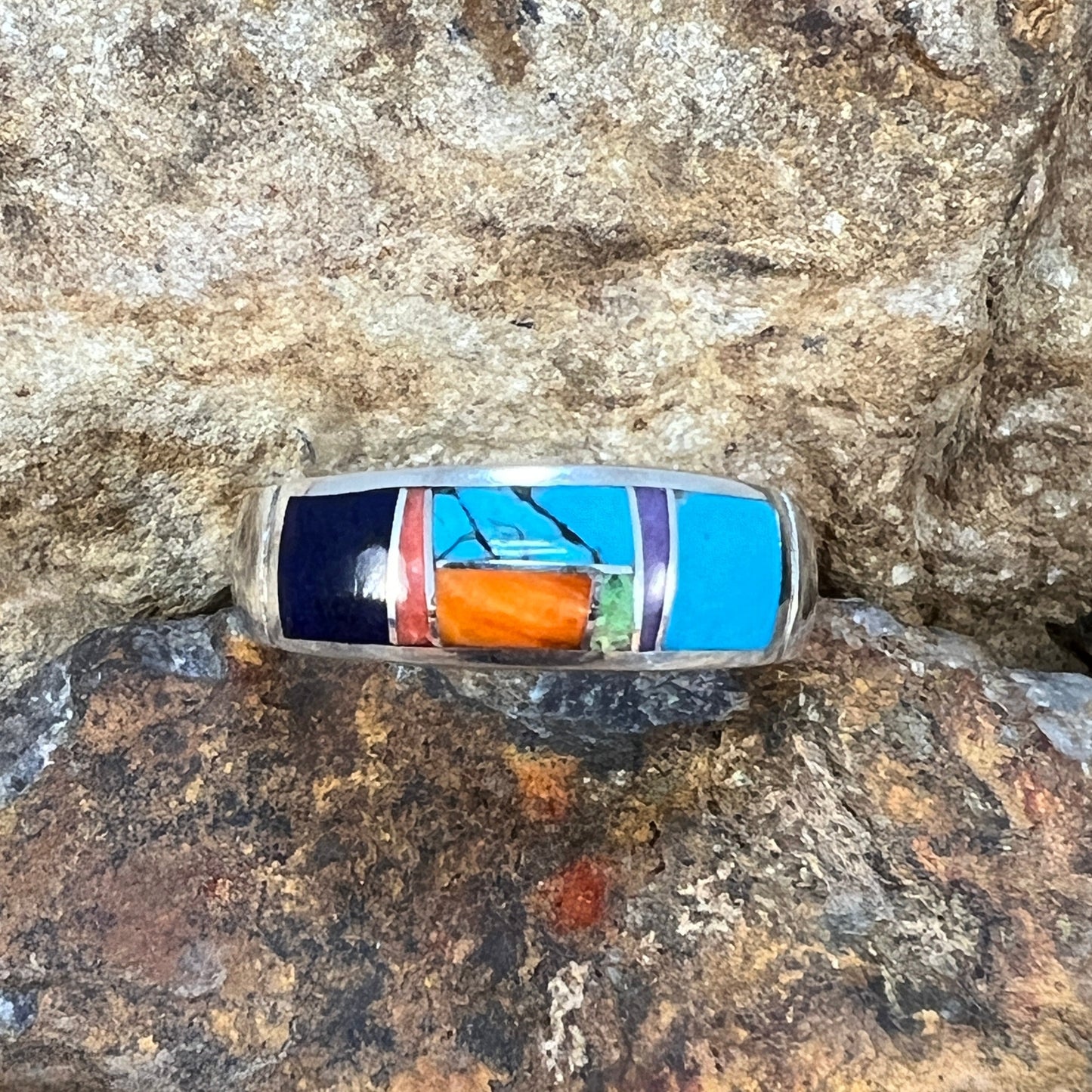 David Rosales Indian Summer Inlaid Sterling Silver Ring