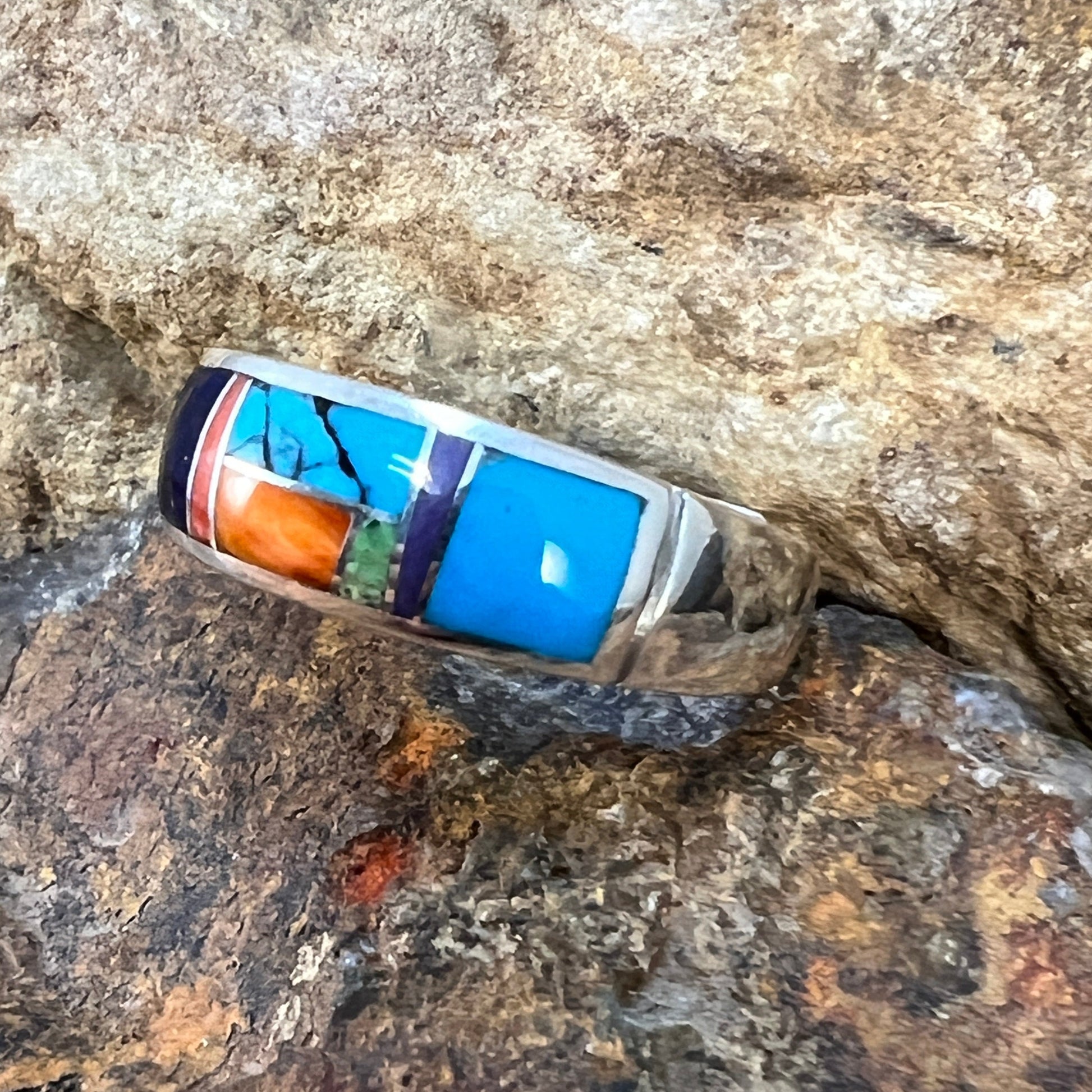 David Rosales Indian Summer Inlaid Sterling Silver Ring