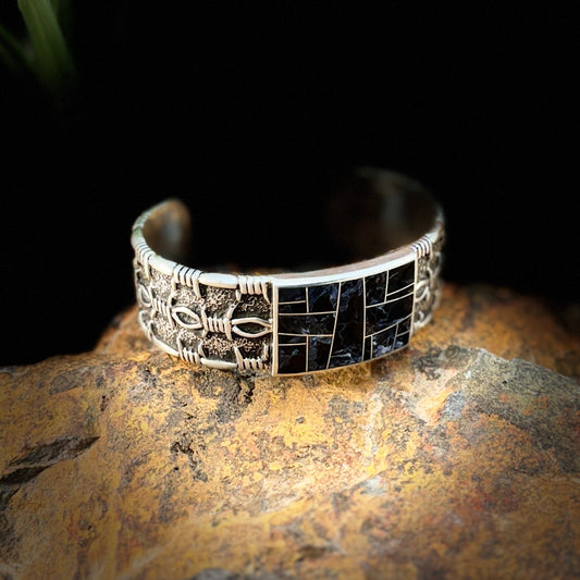 David Rosales Pietersite Inlaid Sterling Silver Bracelet