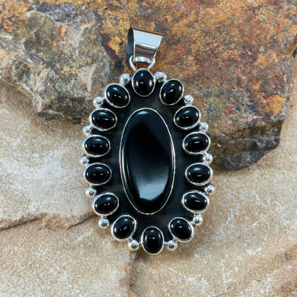 Black Jet and Sterling Silver Pendant by Billy Jaramillo