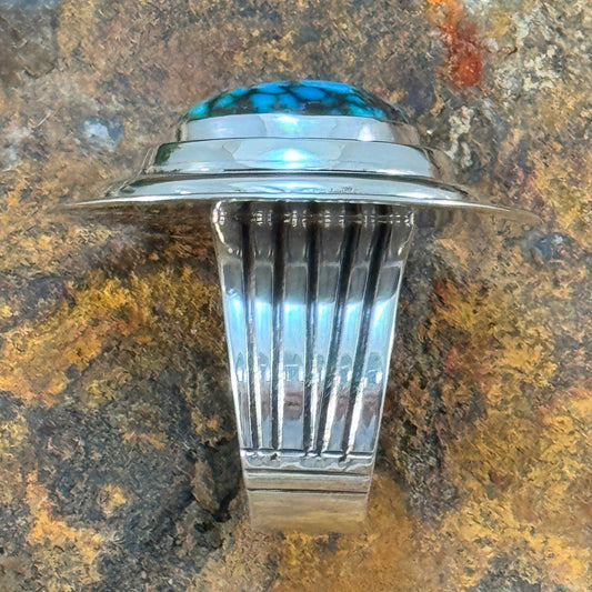 Turquoise Mountain Sterling Silver Ring by Leonard Nez Size 7.5