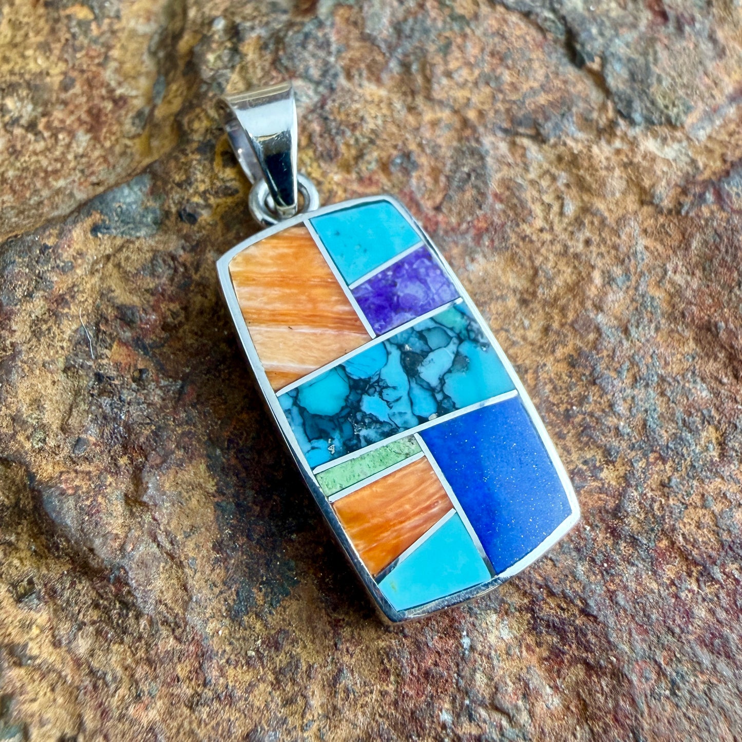 David Rosales Indian Summer Inlaid Sterling Silver Pendant