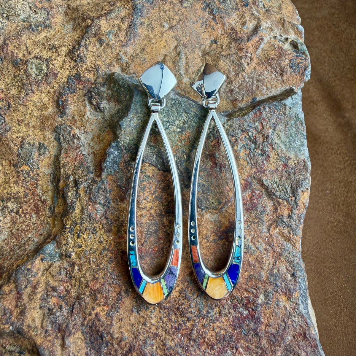 David Rosales Indian Summer Inlaid Sterling Silver Earrings