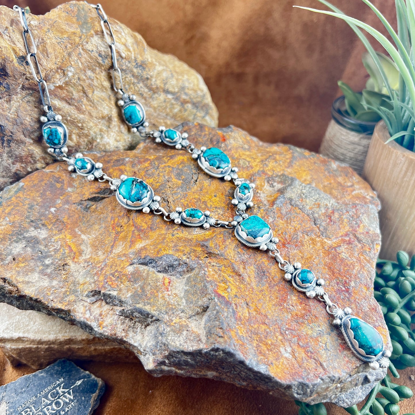 Ithaca Peak Kingman Turquoise Lariat by Jameson Garcia