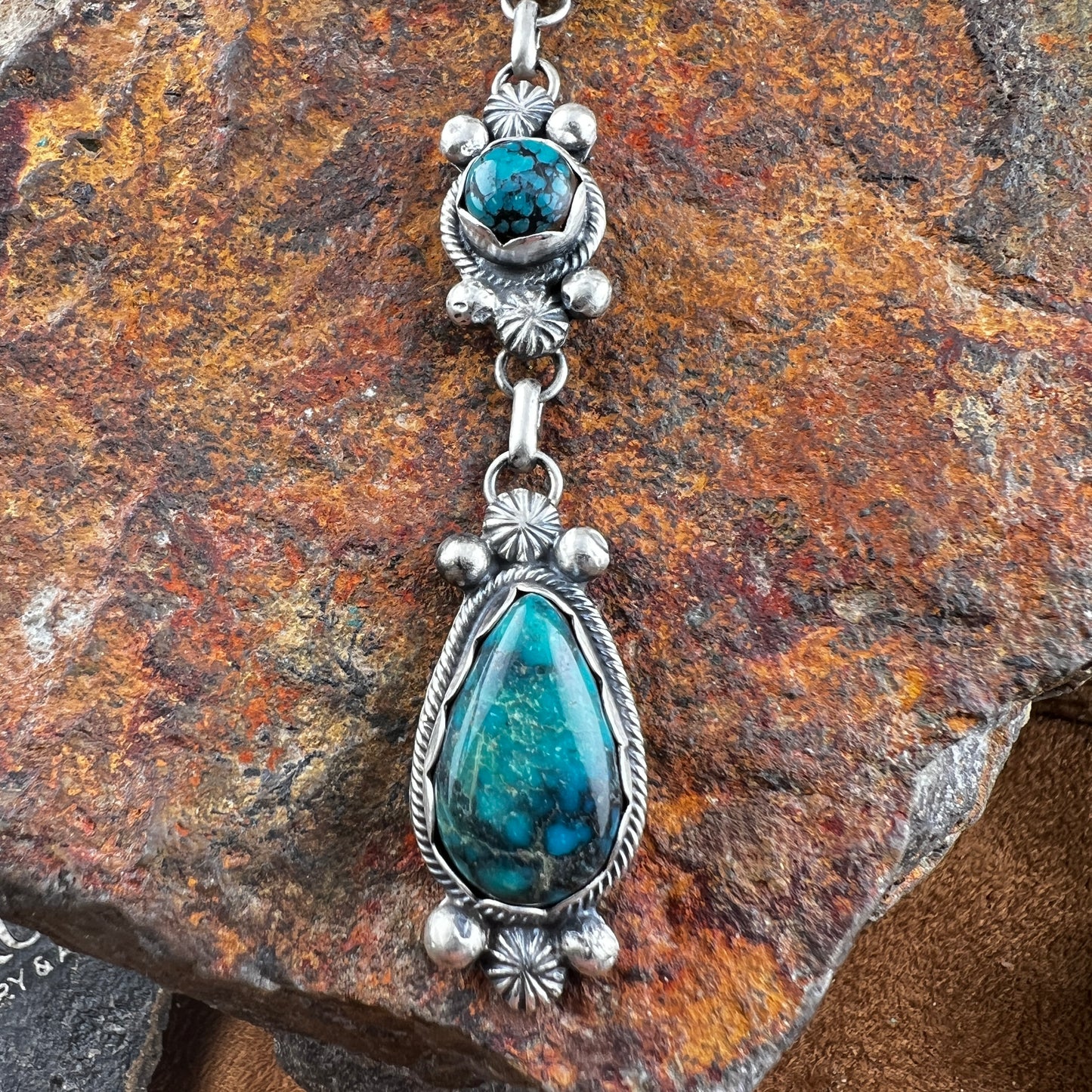 Ithaca Peak Kingman Turquoise Lariat by Jameson Garcia