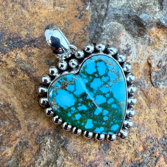 Kingman Turquoise Heart Pendant by Artie Yellowhorse