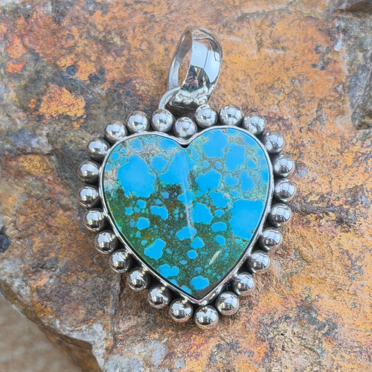 Kingman Turquoise Heart Pendant by Artie Yellowhorse