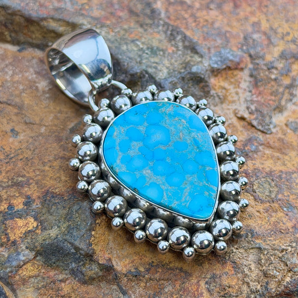Kingman Turquoise Teardrop Pendant by Artie Yellowhorse