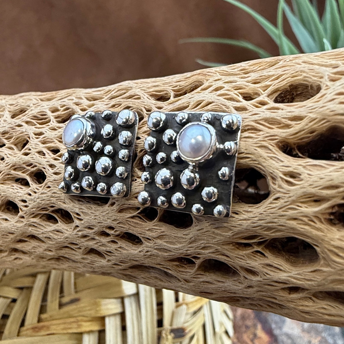 Million Drops Fresh Water Pearl Sterling Silver Post Earrings by Ray Coriz