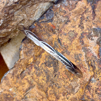 Verna Tahe oblong leaf stamped sterling silver knife-edge cuff