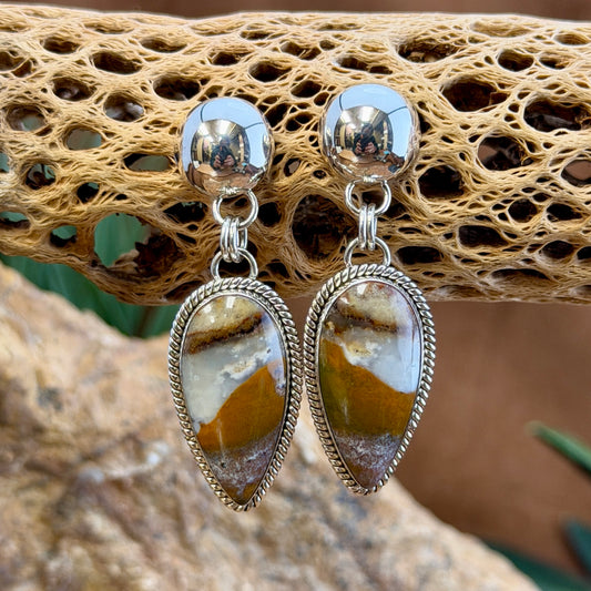 Opal Wood Post Drop Earrings by Artie Yellowhorse