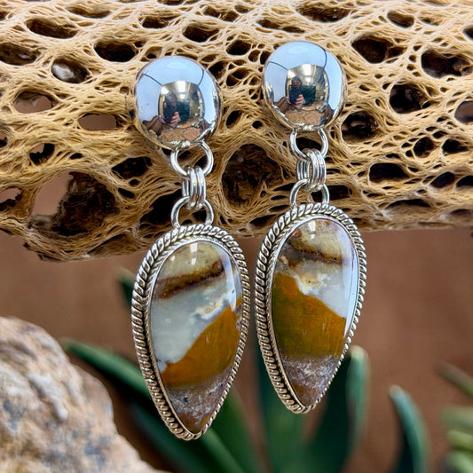 Opal Wood Post Drop Earrings by Artie Yellowhorse