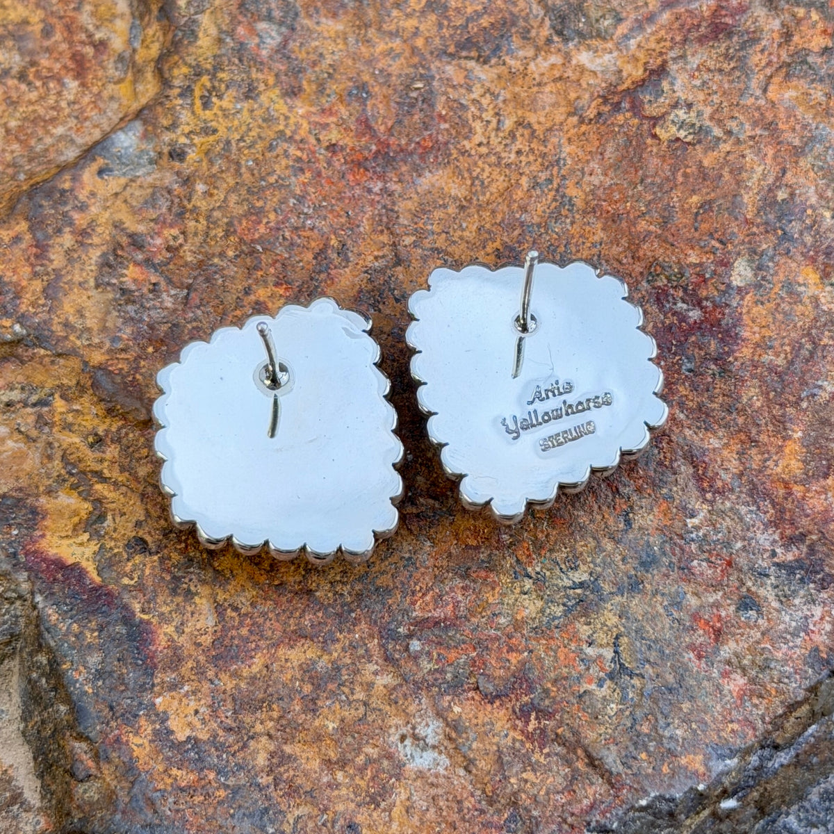 Peanut Wood Post Earrings by Artie Yellowhorse