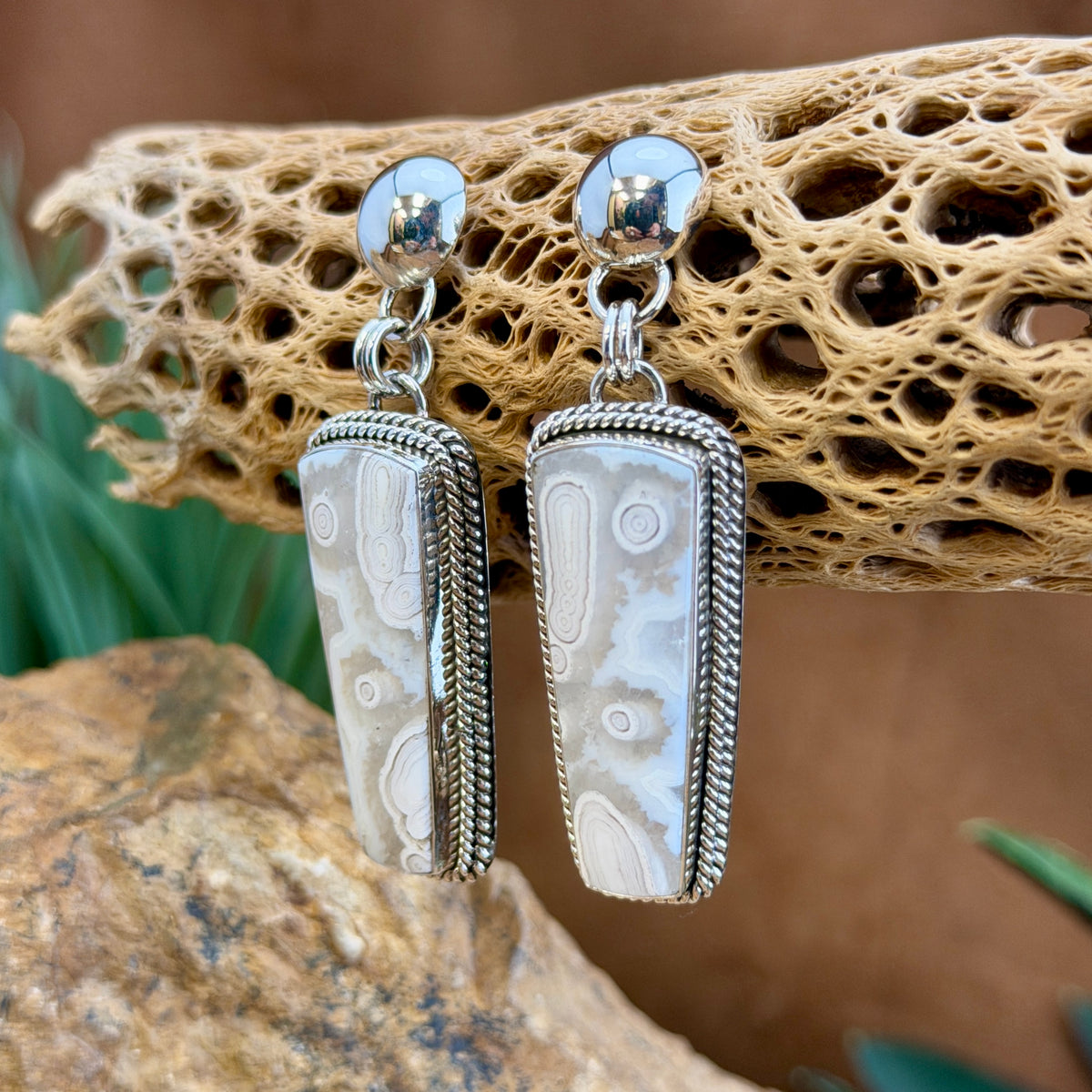 Orbicular Jasper Post Drop Earrings by Artie Yellowhorse
