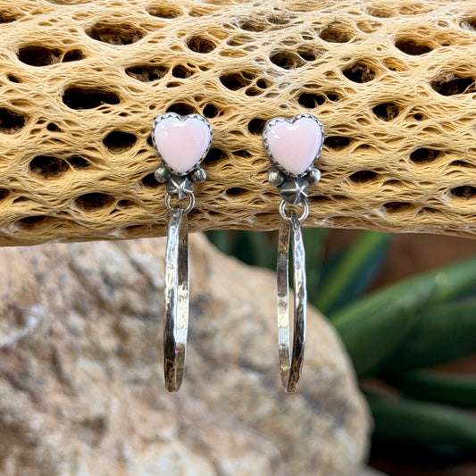 Back of pink conch hoop earrings showing posts and Sterling stamps