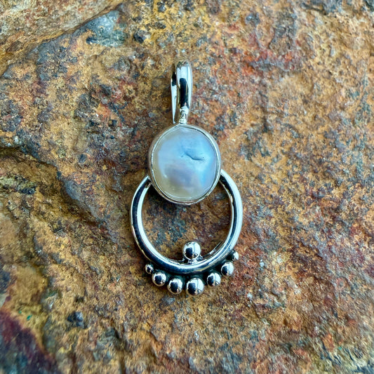 Freshwater Pearl Sterling Silver Pendant by Ray Coriz