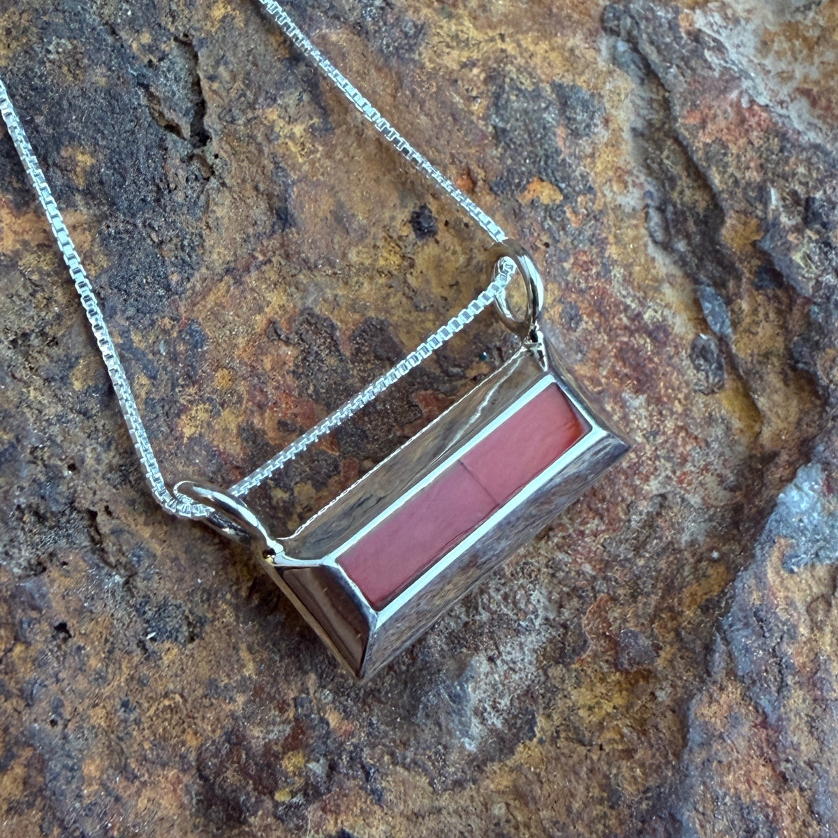 Red Coral Sterling Silver Pendant by Troy Natachu