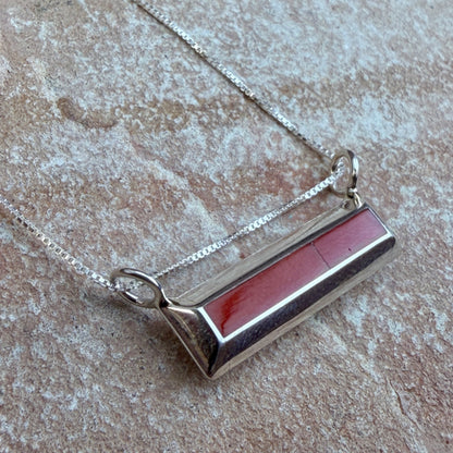Red Coral Sterling Silver Pendant by Troy Natachu