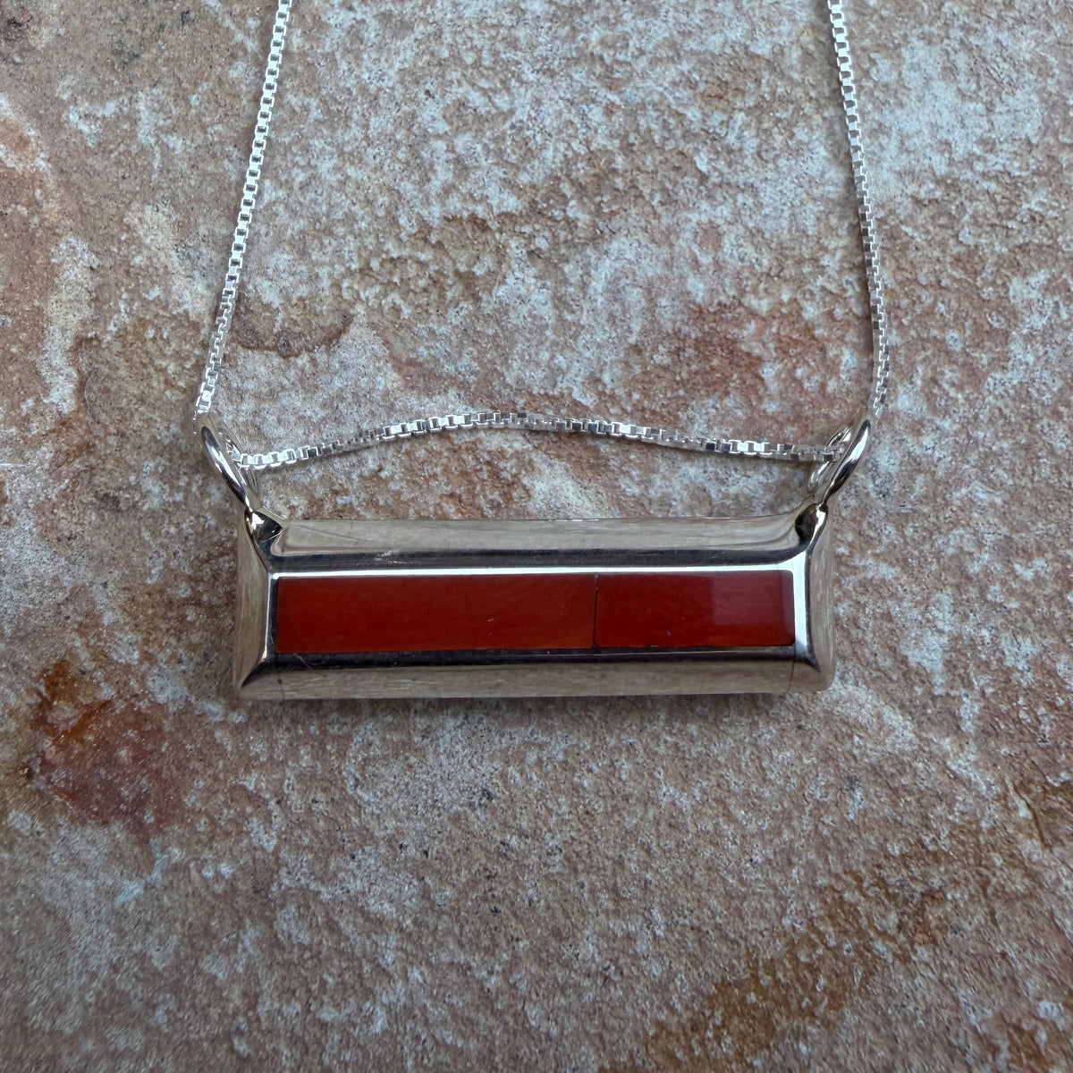 Red Coral Sterling Silver Pendant by Troy Natachu