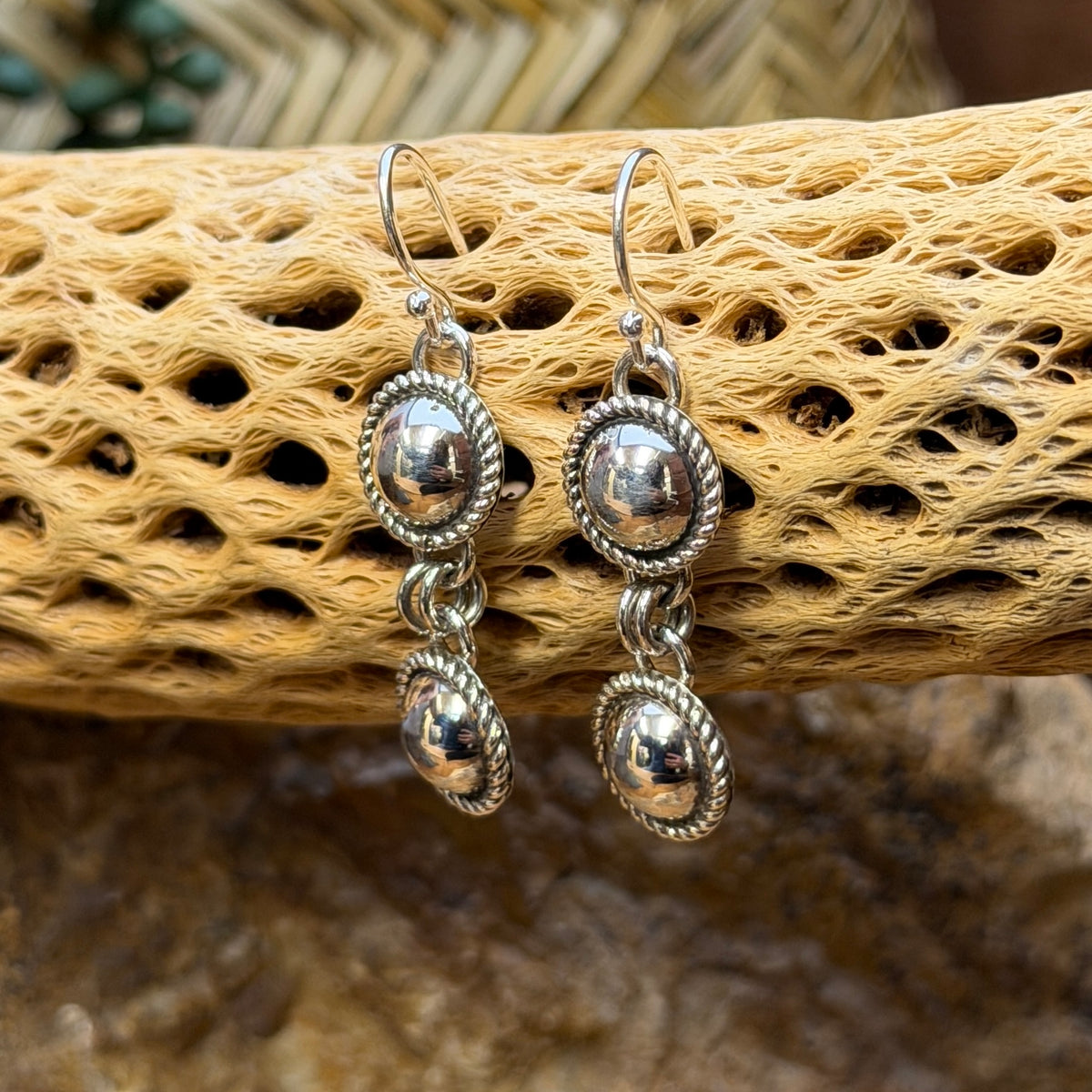 rope twisted double dome dangle earrings by artie yellowhorse