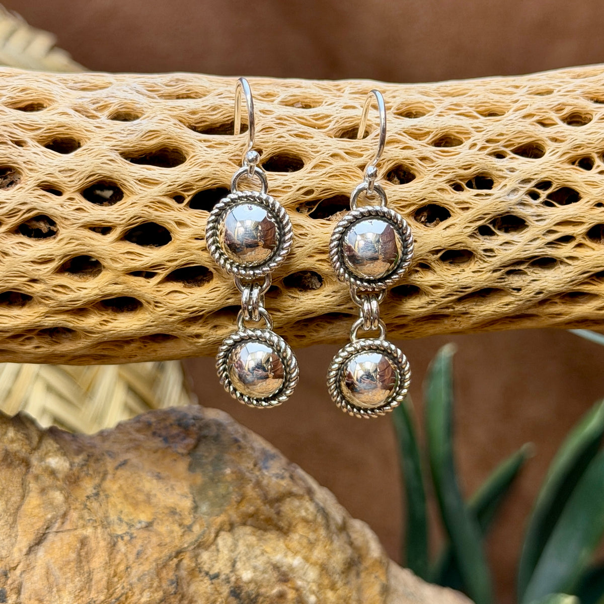 rope twisted double dome dangle earrings by artie yellowhorse