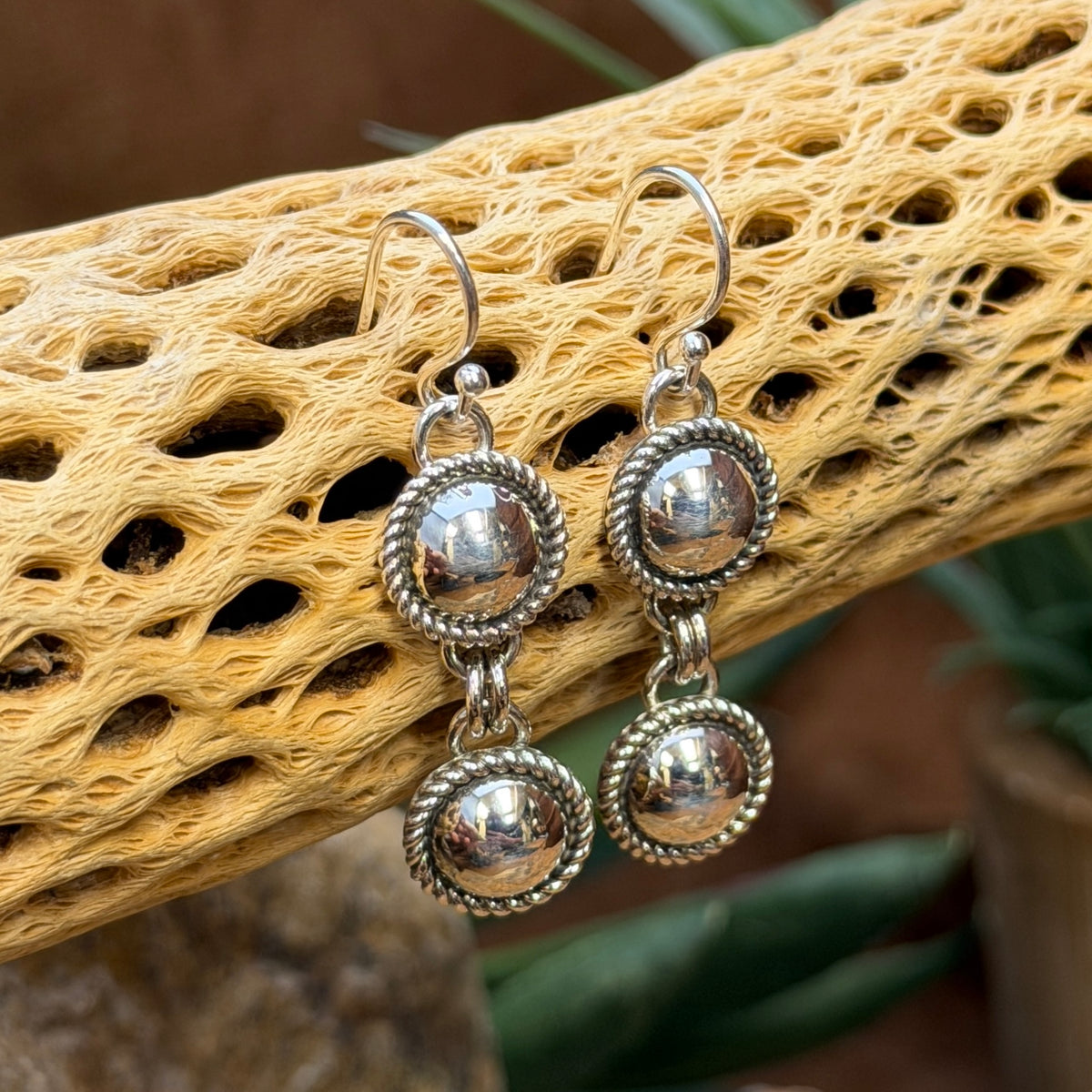 rope twisted double dome dangle earrings by artie yellowhorse