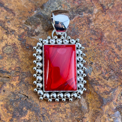 Rosarita Sterling Silver Square Pendant by Artie Yellowhorse, side view