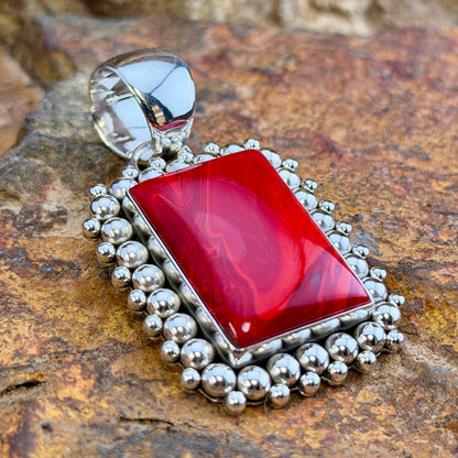 Rosarita Sterling Silver Square Pendant by Artie Yellowhorse, hallmark stamp