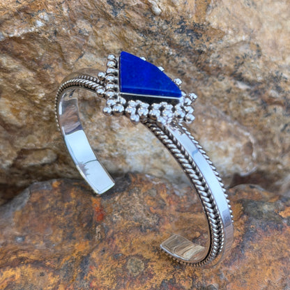 Royal Lapis Triangle Sterling Silver Cuff by Artie Yellowhorse, hallmark view