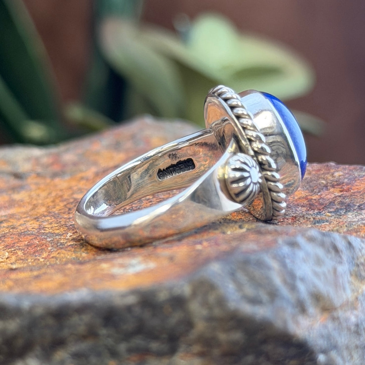 Royal Lapis Oval Sterling Silver Ring by Artie Yellowhorse, front three-quarter view