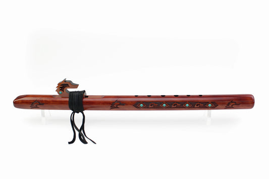High Spirits F# Flute - Signature Grey Wolf with Aromatic Cedar with Turquoise