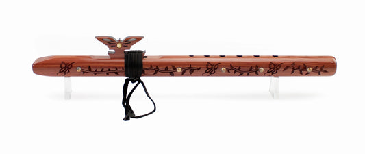 High Spirits A minor Flute - Signature Butterfly Mariposa Aromatic Cedar with Lace Agate
