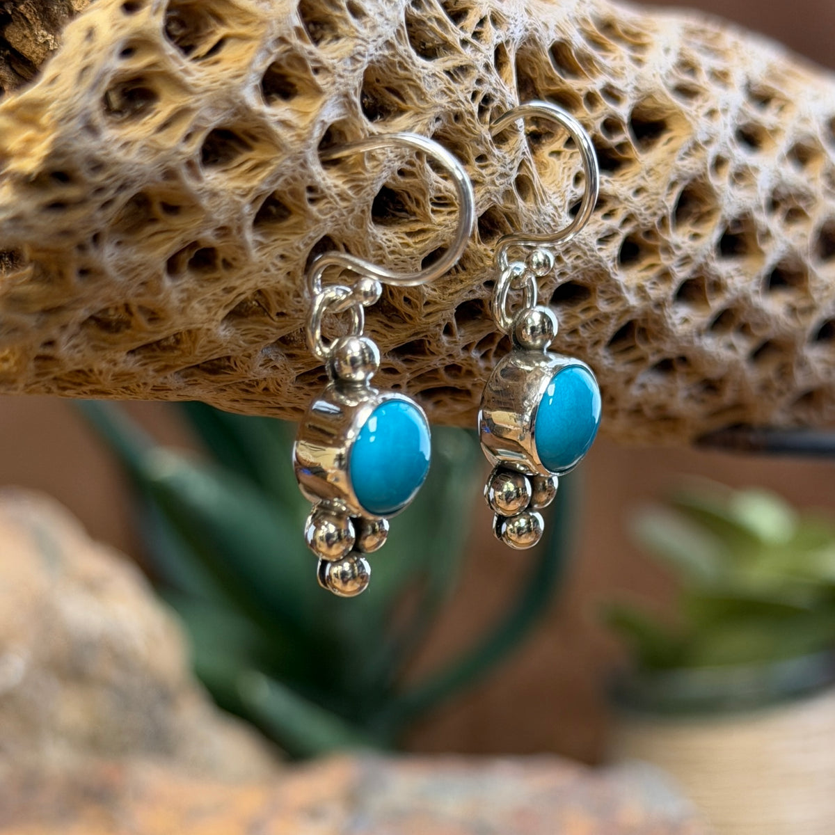 Sleeping Beauty Turquoise Earrings by Artie Yellowhorse