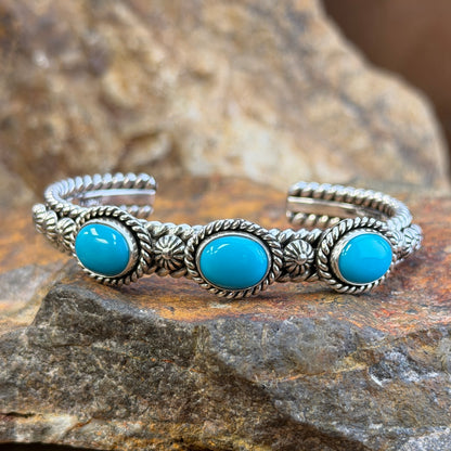 Inside of Artie Yellowhorse cuff bracelet showing Sterling stamp