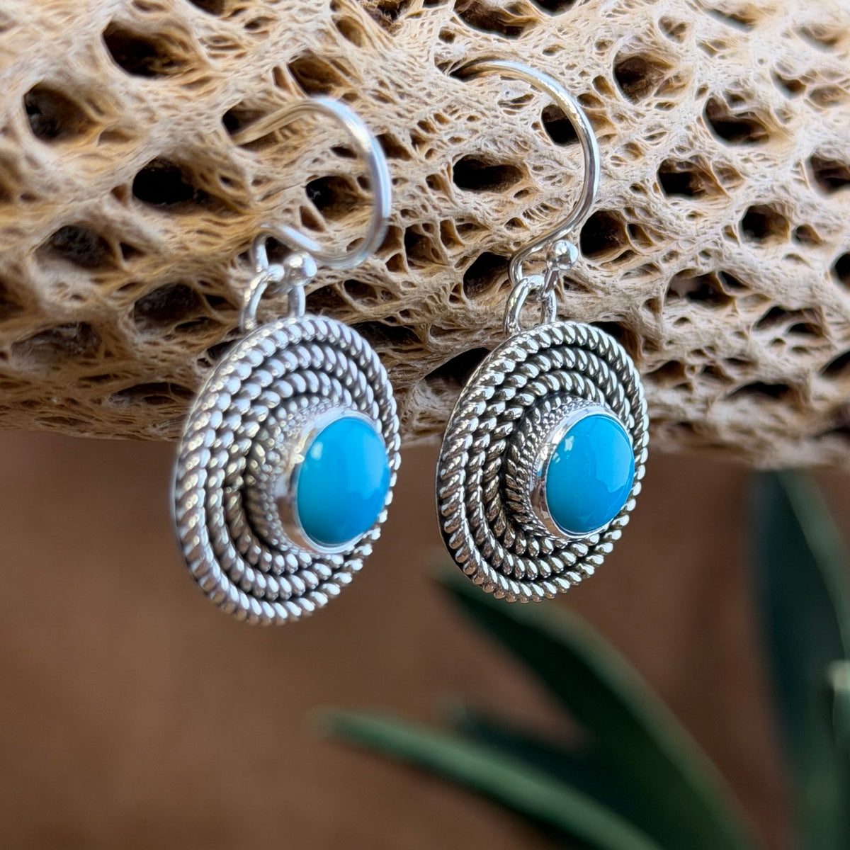 Sleeping Beauty Turquoise Twist Earrings by Artie Yellowhorse
