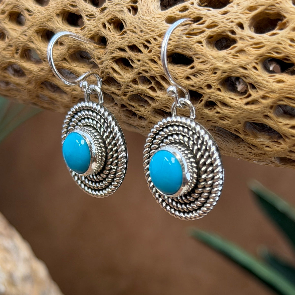 Sleeping Beauty Turquoise Twist Earrings by Artie Yellowhorse