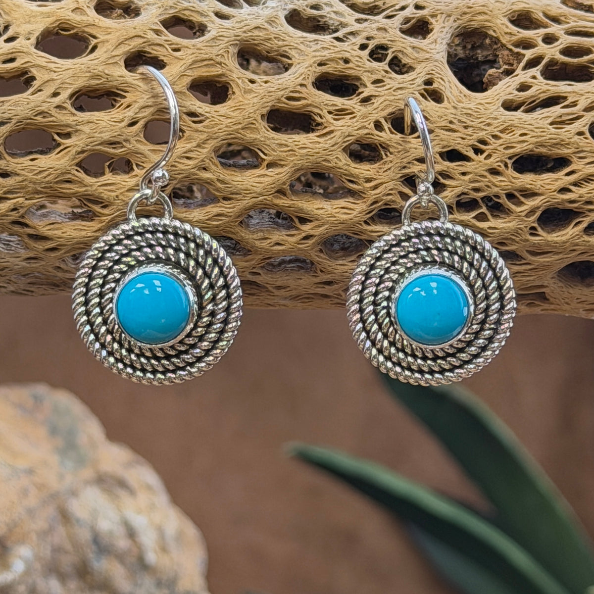 Sleeping Beauty Turquoise Twist Earrings by Artie Yellowhorse