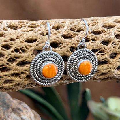 Orange Spiny Oyster Twist Earrings by Artie Yellowhorse