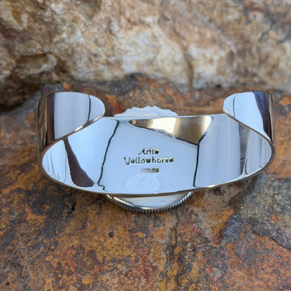 Spiny Oyster Sterling Silver Cuff Bracelet by Artie Yellowhorse