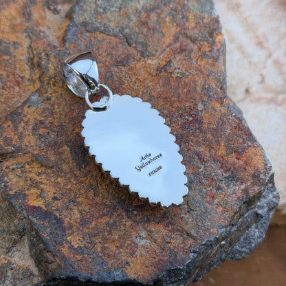 Spiny Oyster Sterling Pendant by Artie Yellowhorse, close up