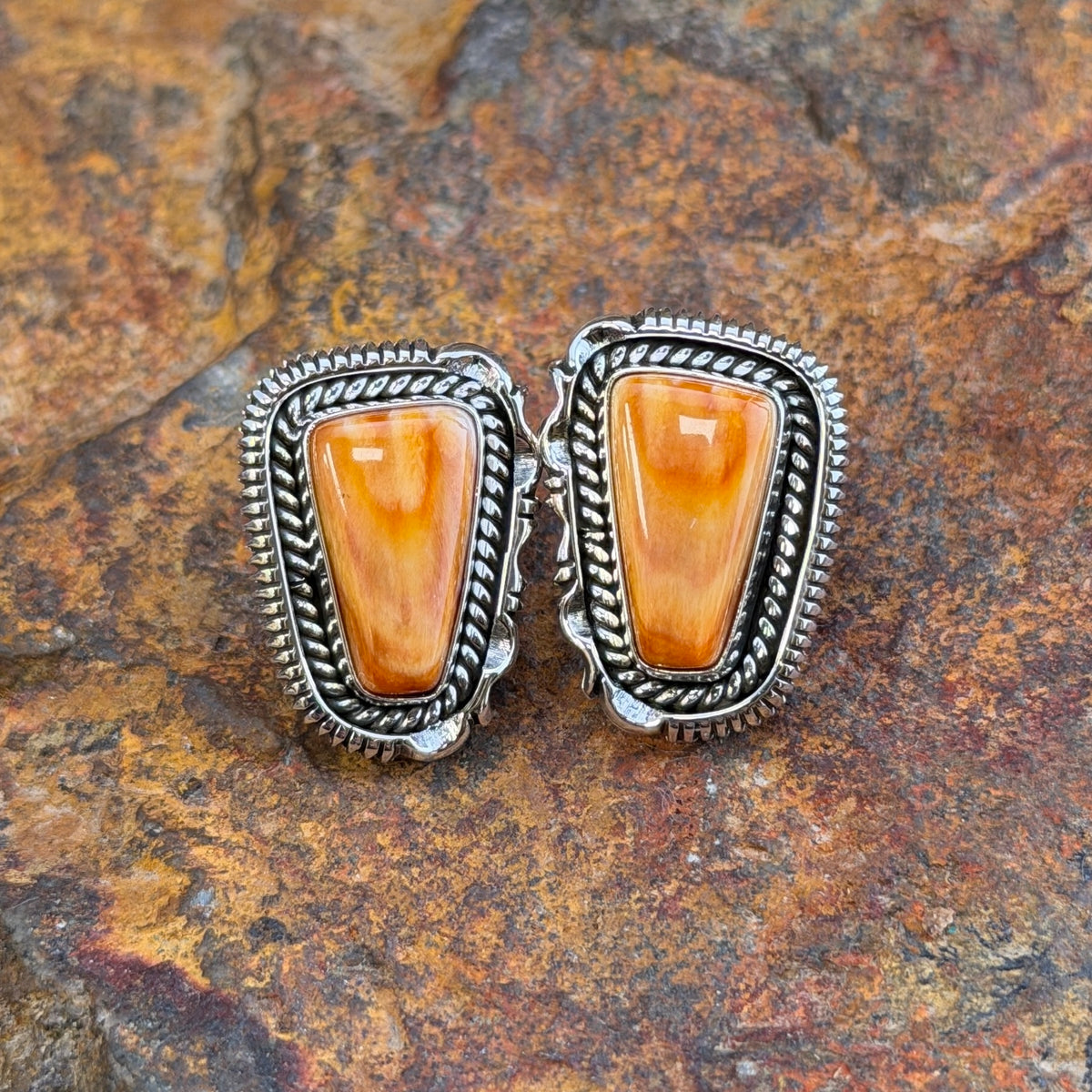 Spiny Oyster Sterling Post Earrings by Artie Yellowhorse