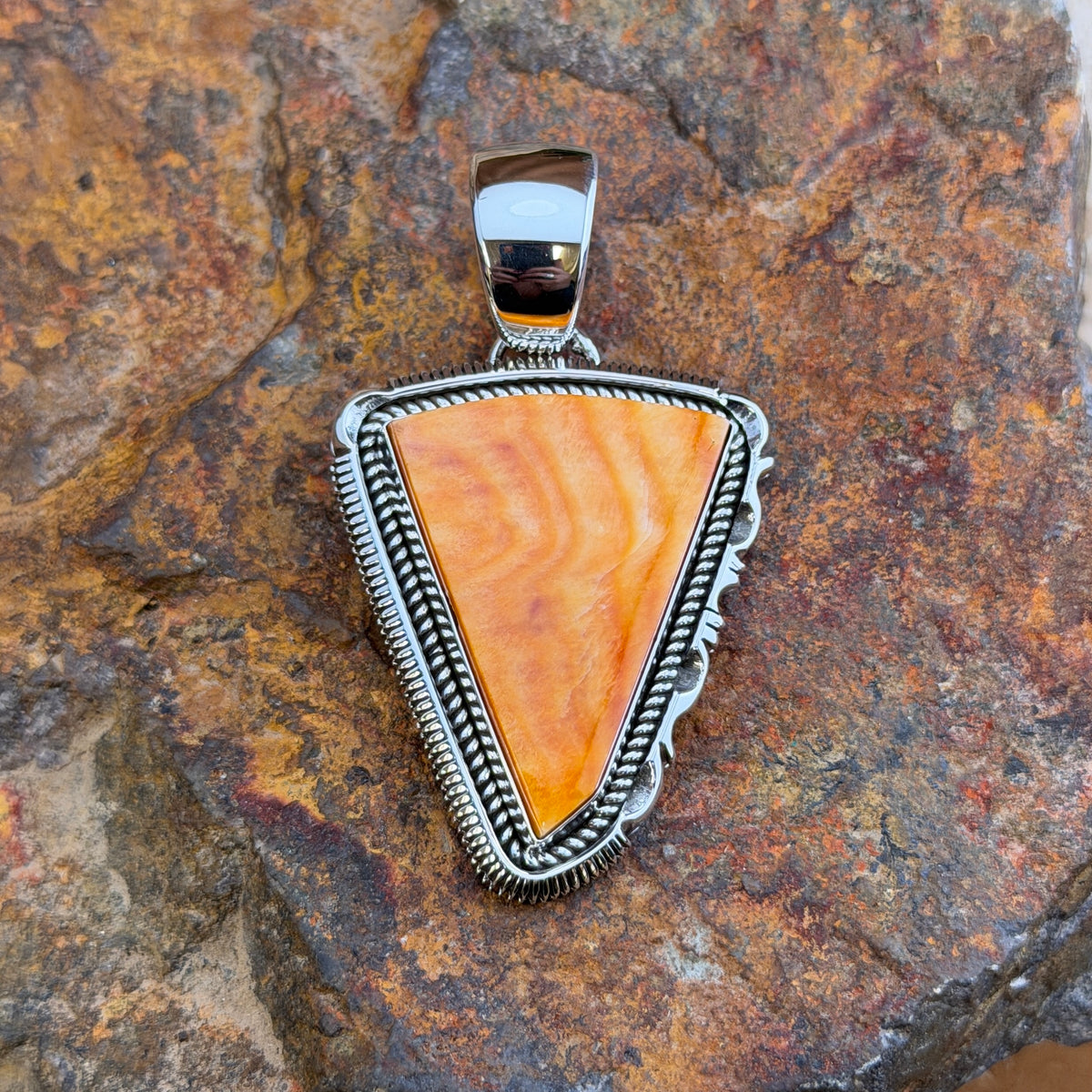 Spiny Oyster Sterling Pendant by Henry Chackee, hallmark stamp